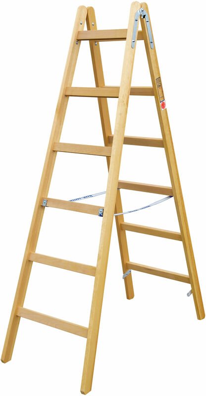 Iller Holz Stehleiter Classic mit Eimerhaken 2x3 Sprossen