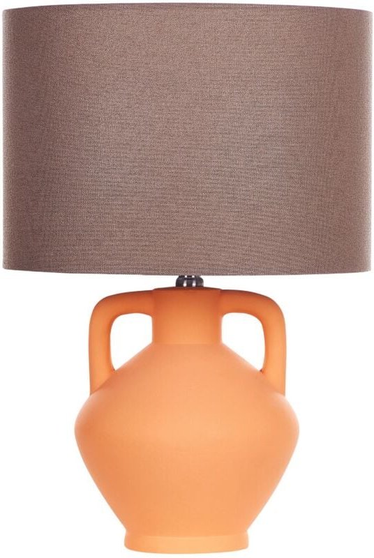 Tischlampe Orange und Braun Keramik Vasenform 46 cm Stoffschirm Trommelform Kabel mit Schalter Modern Skandi Schlaf- u. ...