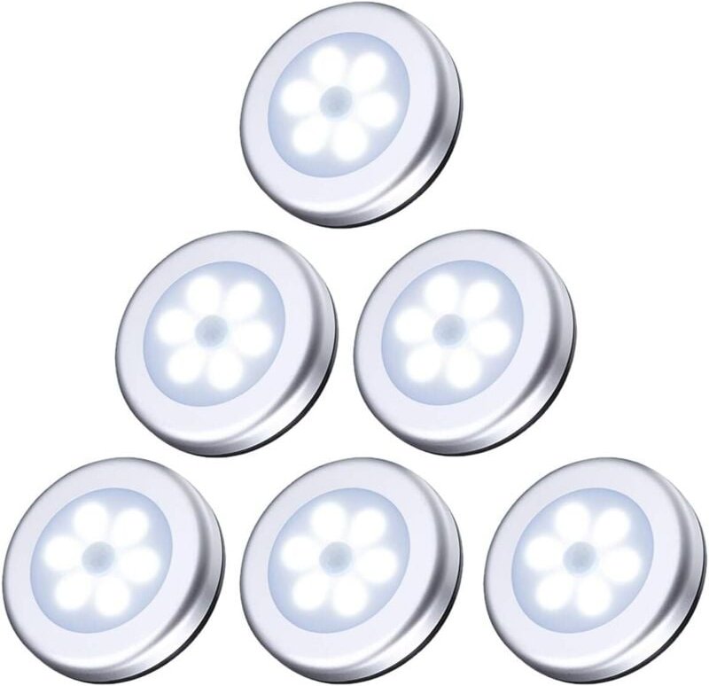 Nachtlicht mit Bewegungsmelder, 6 LED-Bewegungsmelderlicht, automatisches Ein-/Ausschalten des LED-Beleuchtungssensors, ...