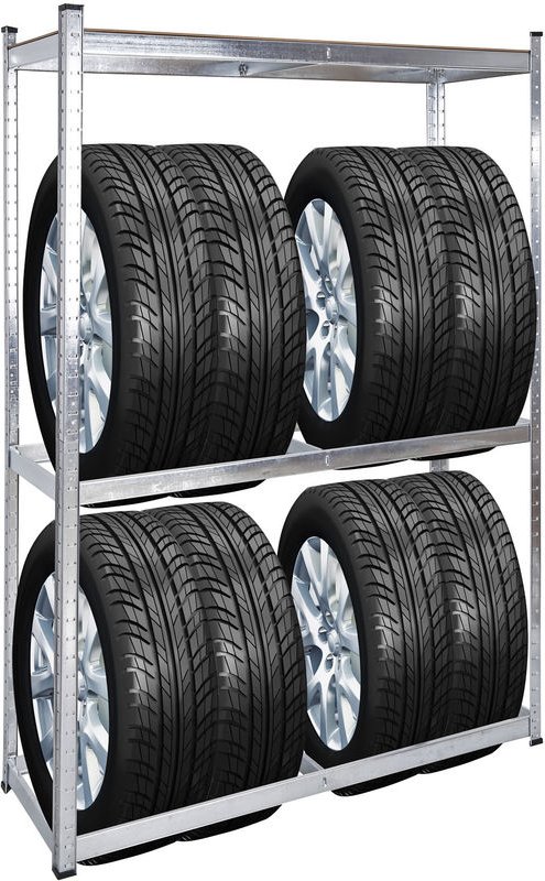 Reifenregal – 180 x 120 x 40 cm – bis 759 kg – für 8 Reifen – aus Stahl – Werkstattregal Lagerregal Reifenständer Schwer...