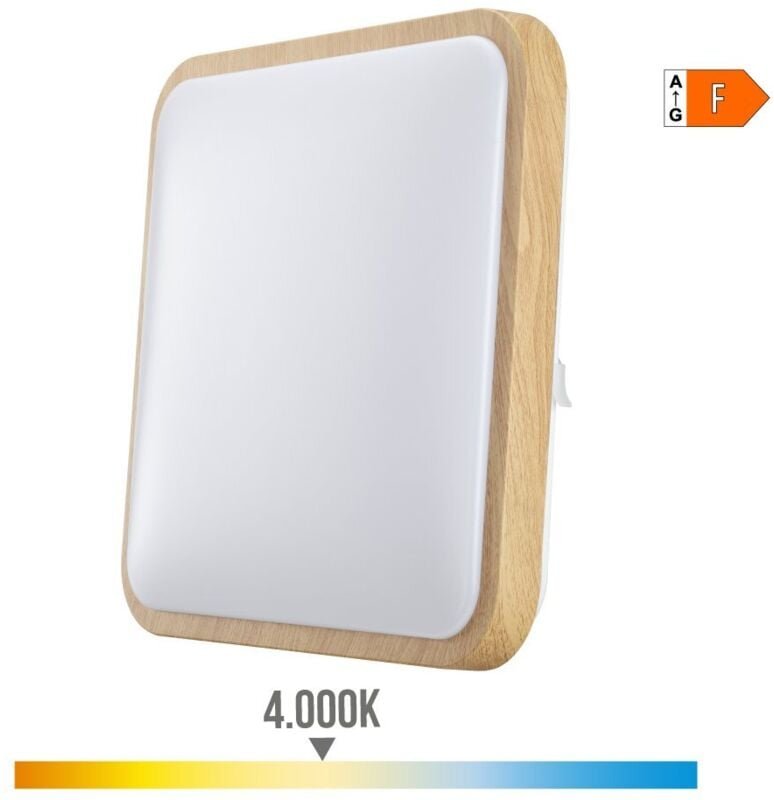 EDM - Quadratische Wandanbauleuchte led 18w 1820lm 4000k 33x33x7cm in Holzoptik