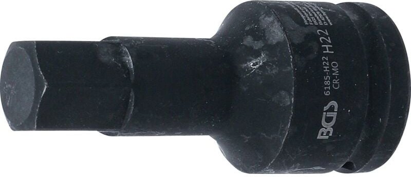 BGS 6185-H22 Kraft-Bit-Einsatz, Länge 100 mm, Antr ieb Innenvierkant 20 mm (3/4"), Innensechskant 22