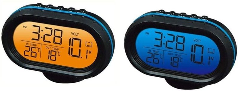 Termómetro digital para coche de 12 V, voltímetro, reloj, alarma, monitor, reloj, medidor de voltaje, indicador de tempe...