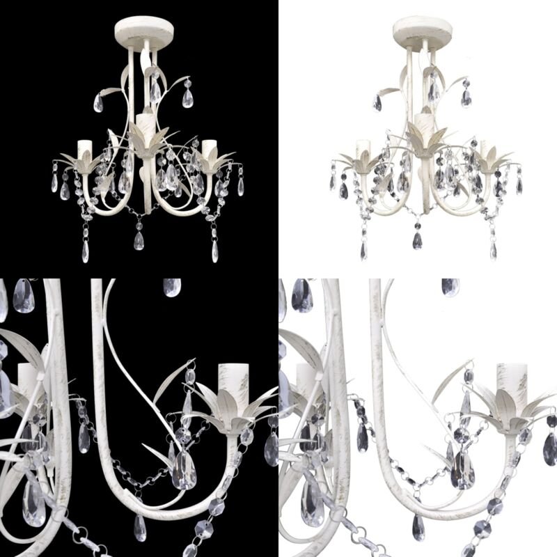 Vidaxl - Kronleuchter Pendelleuchte Kristall Lampe Lüster Leuchte weiß - Kronleuchter - Pendelleuchte - Home & Living - ...