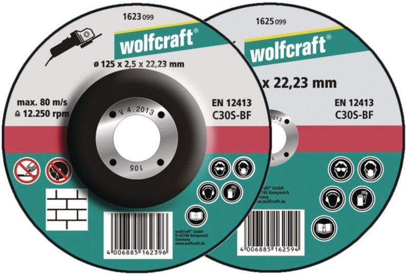 1623300 Trennscheibe gekröpft 125 mm 5 St. Stein - Wolfcraft