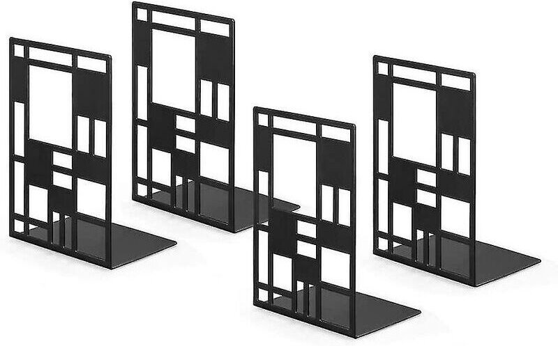 Buchstützen, schwarze Buchstützen, Buchstützen aus Metall, innovative Buchstützen (2 Paar) – Buchstützen für Kinder, Bür...