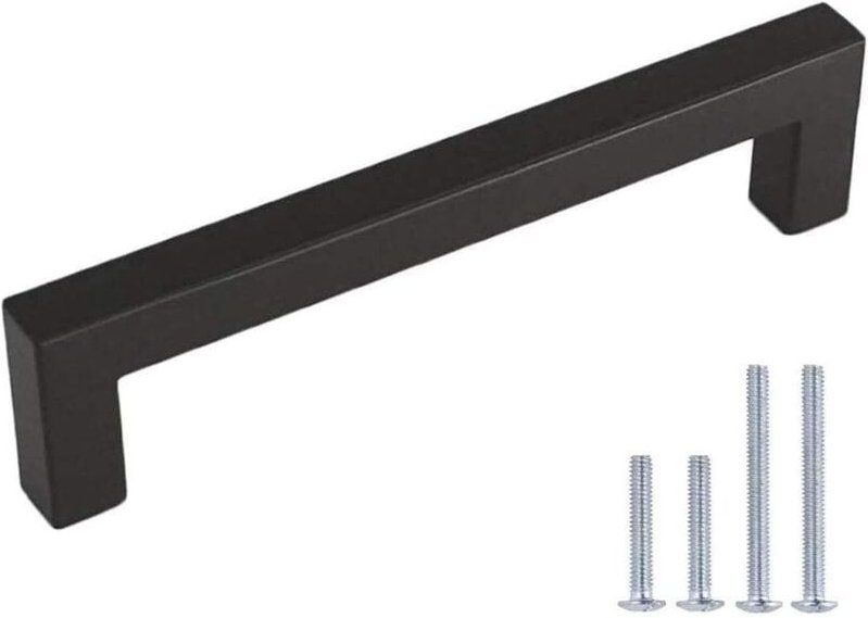 10 Stück Schrankgriffe Schwarz Küchengriffe 96mm Bohrlochabstand Möbelgriffe Schwarz Türgriff Modern Griffe für Küchensc...