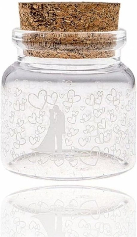 Trade Shop Traesio - Trade Shop - 24 stück party-geschenk-ampulle 4,7 x 5 cm glas herzen konfetti-halter reis -