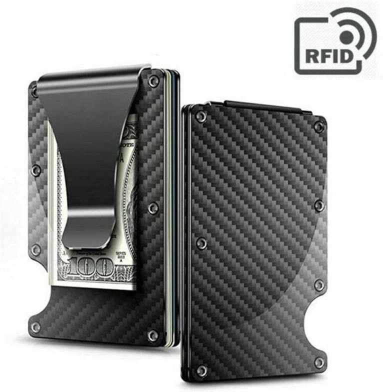 Herren-Geldbörse mit Geldklammer aus Kohlefaser und RFID-Blockierung