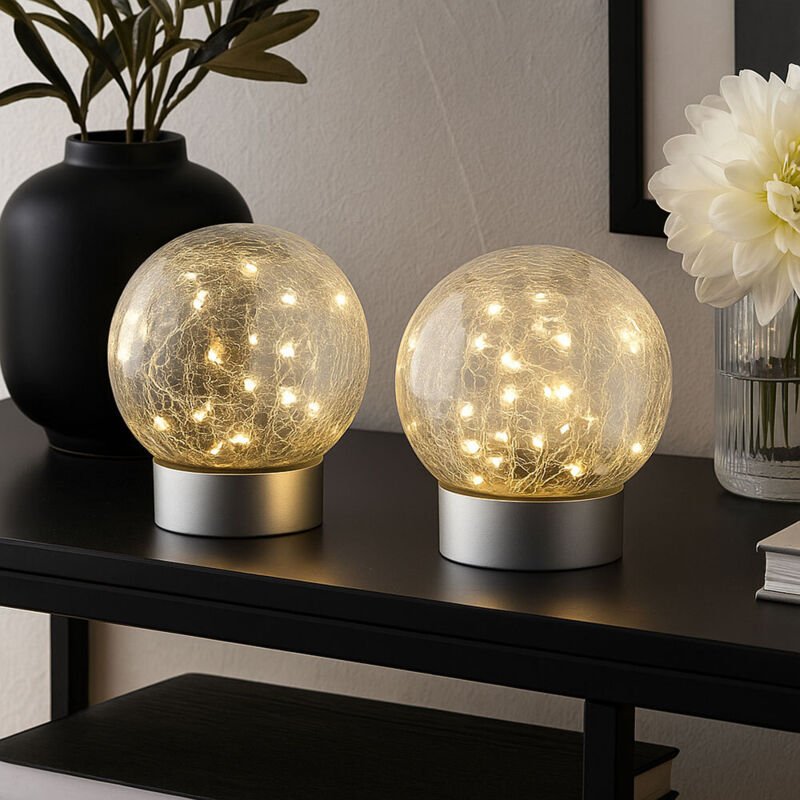 Tischlampe led Tischleuchte Wohnzimmerlampe Bruchglas Schlafzimmerleuchte Nachttischlampe Dekolampe, warmweiß, DxH 12 x ...