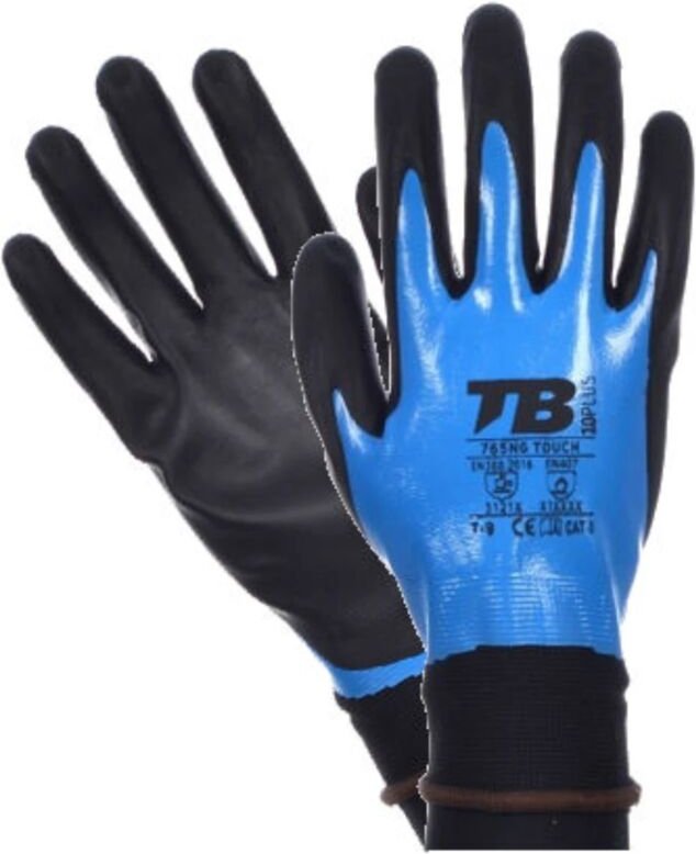 Vollständig beschichteter wasserdichter Nitrilhandschuh T-10765NGTOUC10