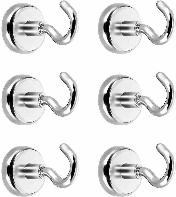 Magnethaken, Hakenmagnete, leistungsstarker Neodym-Magnet, 5,5 kg Anziehungskraft (6er-Pack)