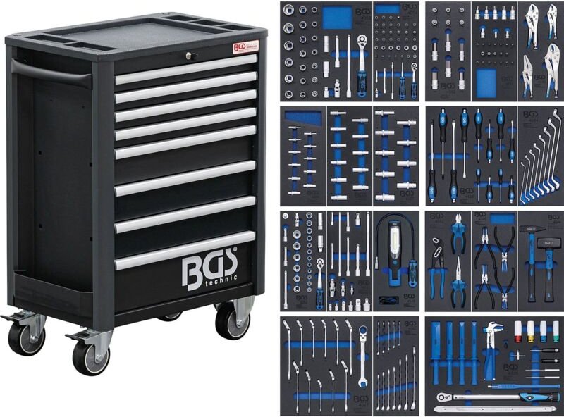 BGS Werkstattwagen Profi Exclusive 8 Schubladen mit 259 Werkzeugen - 4114