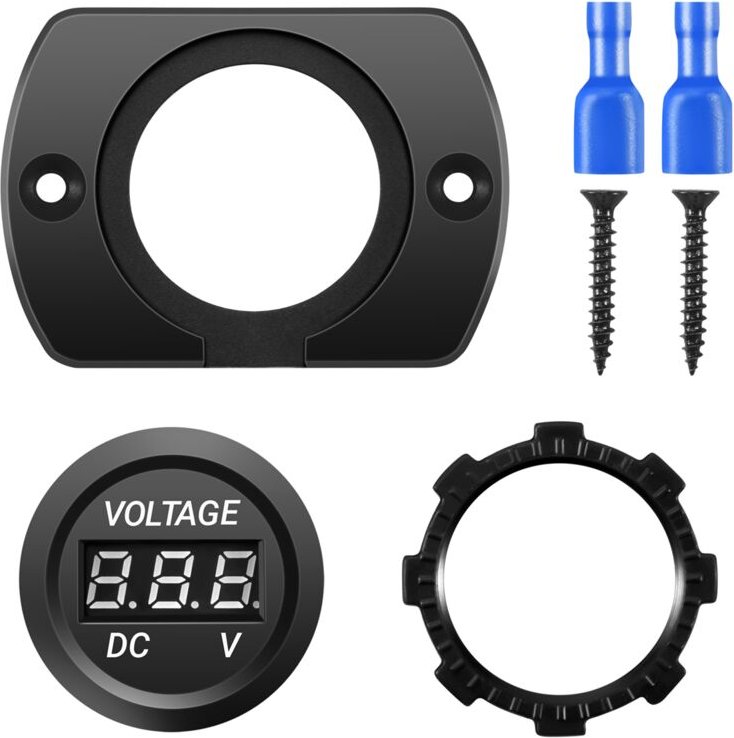Tlily - 12V-24V Wasserdichte Auto Motorrad led Digitalanzeige Voltmeter Spannungsmesser Schwarz
