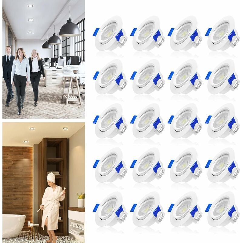 LED Spot 20pcs Set 5W Einbaustrahler 230V Deckenleuchte Spots Deckenspots Einbauspots für Wohnzimmer Bad Schlafzimmer Kü...