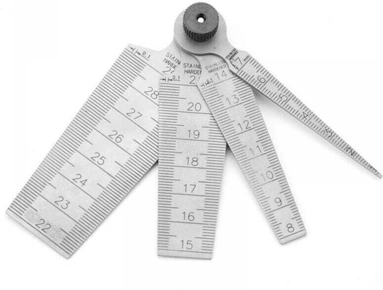 Fühlerlehren-Lineale aus Edelstahl zum Schweißen von Kegeln, 1–7 mm, 8–14 mm, 15–21 mm, 22–29 mm, Auflösung 0,1 mm, Schw...