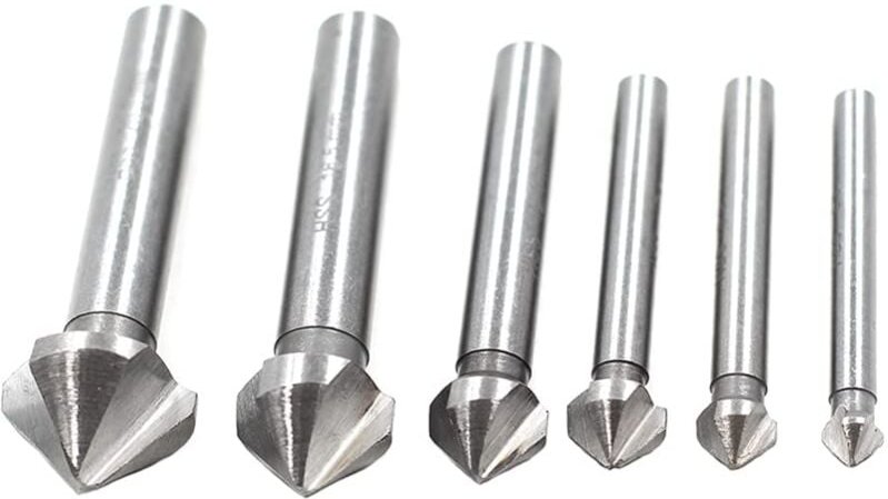 Ulisem 6 tlg 90° 3 Flute HSS Kegelsenkersatz Anfassen Versenkbohrer 1/4" 6-Kanntschaft Senker