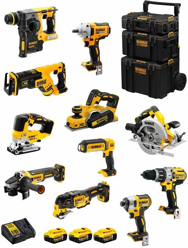 Dewalt - Kit DWK1101 (DCD996+DCH273+DCG405+DCF887+DCF894+DCS334+DCS570+ DCS355+DCP580+DCS367+DCL050+ 3x5,0Ah + DCB115 +C...