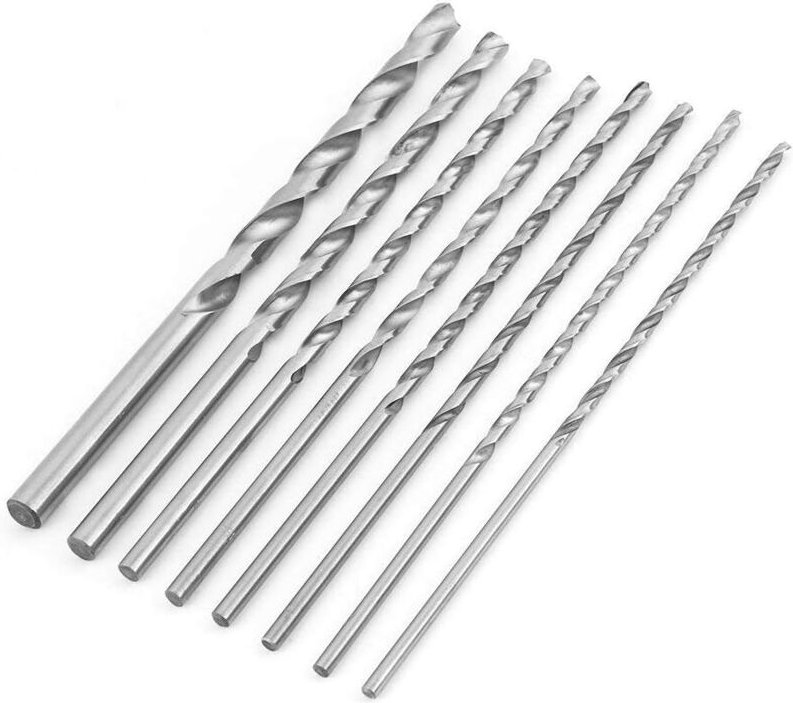 Ej.Life 8 Stück extra lange Holzbohrer, 4-10 mm Hochgeschwindigkeitsstahl extra langer Spiralbohrer für Holz