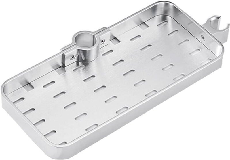 ZVD - Aluminum Alloy Adjustable Telescopic Shower Shelf Bathroom Organizer Soap Holder No Drilling Assembly for 19mm-25m...