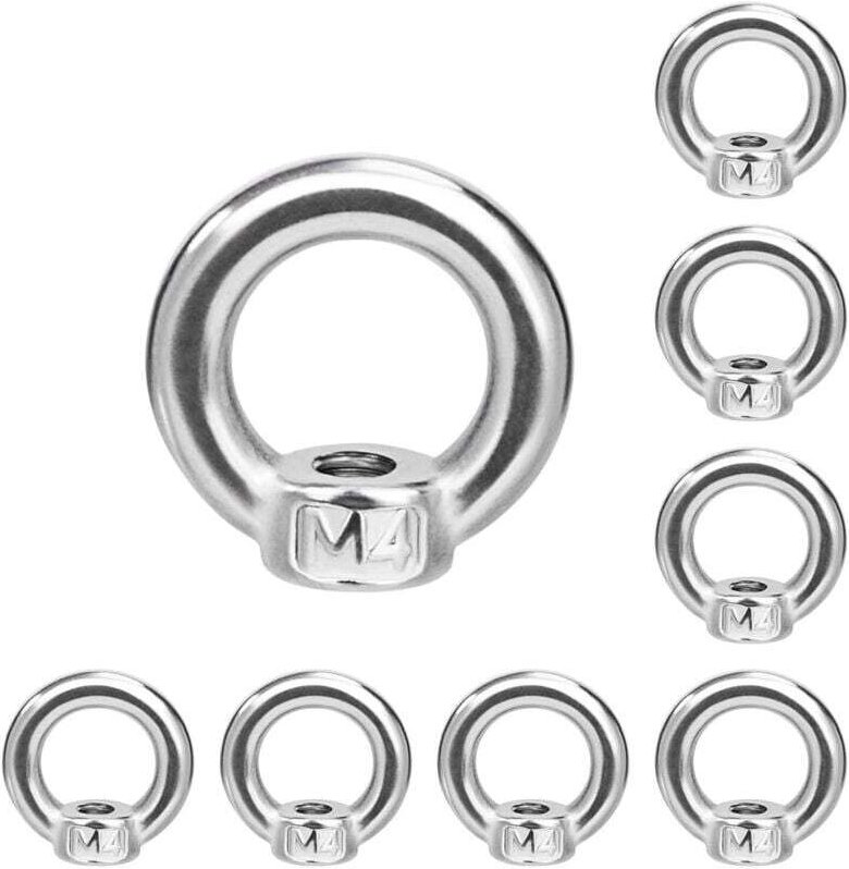M4 Ringmutter, 304 Edelstahl-Ringmutter, Ösenmuttern für Hebezubehör, 8 Stück