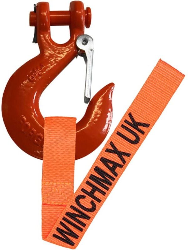 Windenhaken 3/8 Zoll Gabelkopf geschmiedet G70, Orange. Für Winden bis 14.000 Pfund