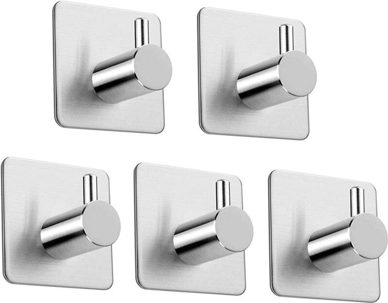 Lntyq - 5 Stück Klebehaken Wandhaken Badezimmer Edelstahl Handtuchhaken Edelstahl Klebehandtuchhalter Wasserdicht und öl...