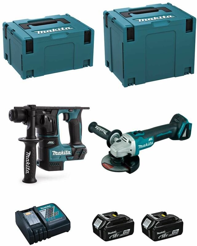 Thumbnail - Makita - Kit DLX2125MJ1B (DGA504 + DHR171 + 2 x 4,0 Ah + DC18RC + makpac 3 + makpac 4)