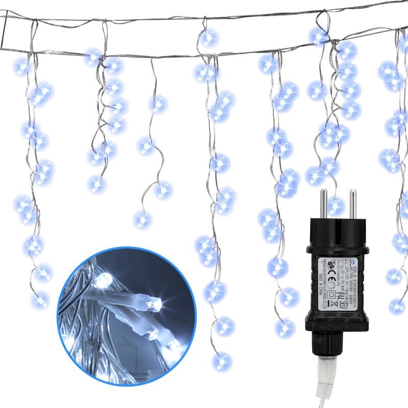Swanew 15m 400 led Eisregen Eiszapfen Weihnachts Garten Lichtervorhang Lichterkette,KaltWeiß