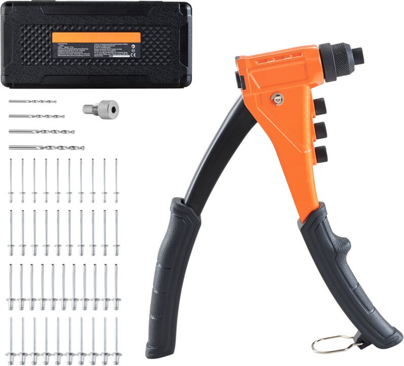 Mophorn Nietzange Set mit 200 Blindnieten, Nietzange mit 4 austauschbaren Mundstücken & 4 Bohrern, inklusive Aufbewahrun...