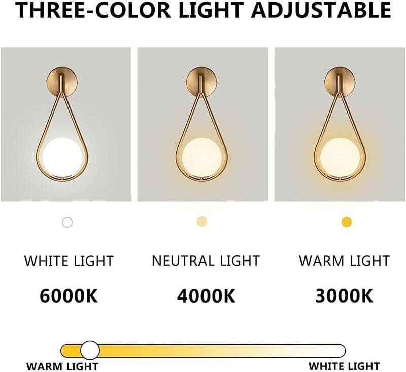 Betterlife LED Wandleuchte Gold Verstellbare Eckinstallation Moderne Innen Industrielle Retro Wandlampe, Elegante Glas R...