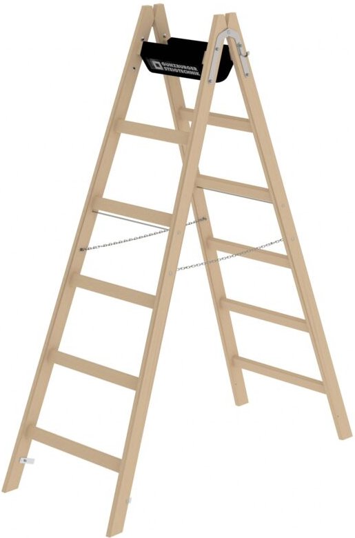 Steigtechnik Sprossen-Stehleiter Holz 2 x 6 Sprossen - 033212 - Günzburger