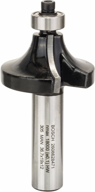 Bosch Abrundfräser Standard for Wood, 12 mm, R1 12 mm, L 19 mm, G 70 mm