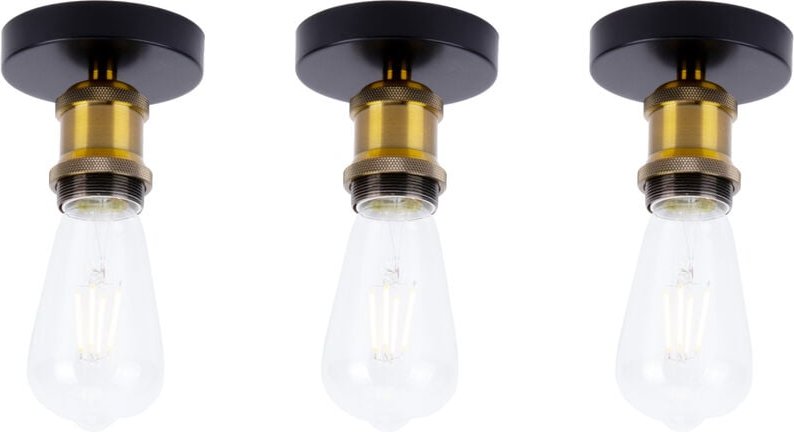 Axhup - 3x Industriell Deckenlampe mit Edison E27 Lampe Metall Vintage Retro Lüster für Schlafzimmer Wohnzimmer Dachgesc...