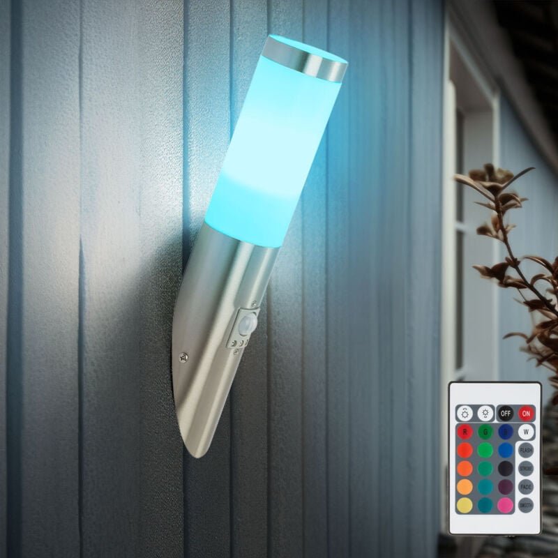 Wandleuchte mit Bewegungsmelder Außenleuchte Wand Modern Wandfackel Garten, Fernbedienung dimmbar, rgb led 3,5W 320Lm wa...