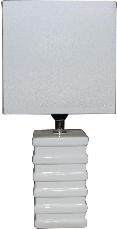 King Home WEISSE TISCHLAMPE Keramik rechteckiger Sockel 14x11x29,5 cm