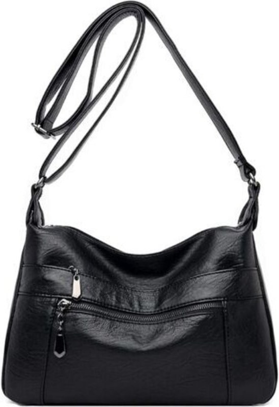 Kleine Damen-Schultertasche, kleine Handtasche aus weichem Leder, Hobo-Umhängetasche mit Fächern, sonnig