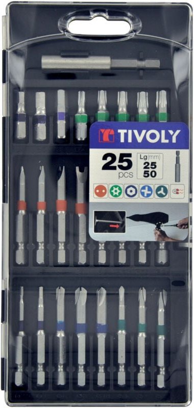 Standard- und Torsions-Schraubendreher-Bit-Set, 25-teilig • 24 lange und Ring-Schraubendreher-Bits + 1 magnetischer Bith...