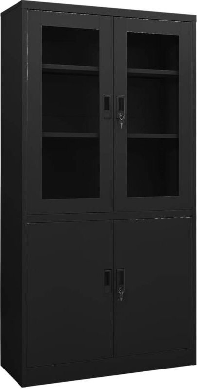 Büroschrank Schwarz 90x40x180 cm Stahl Vidaxl