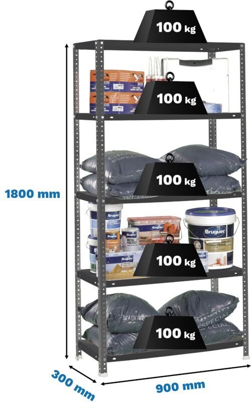 Simonrack Leichte Metallregal Anthrazit 5 Etagen