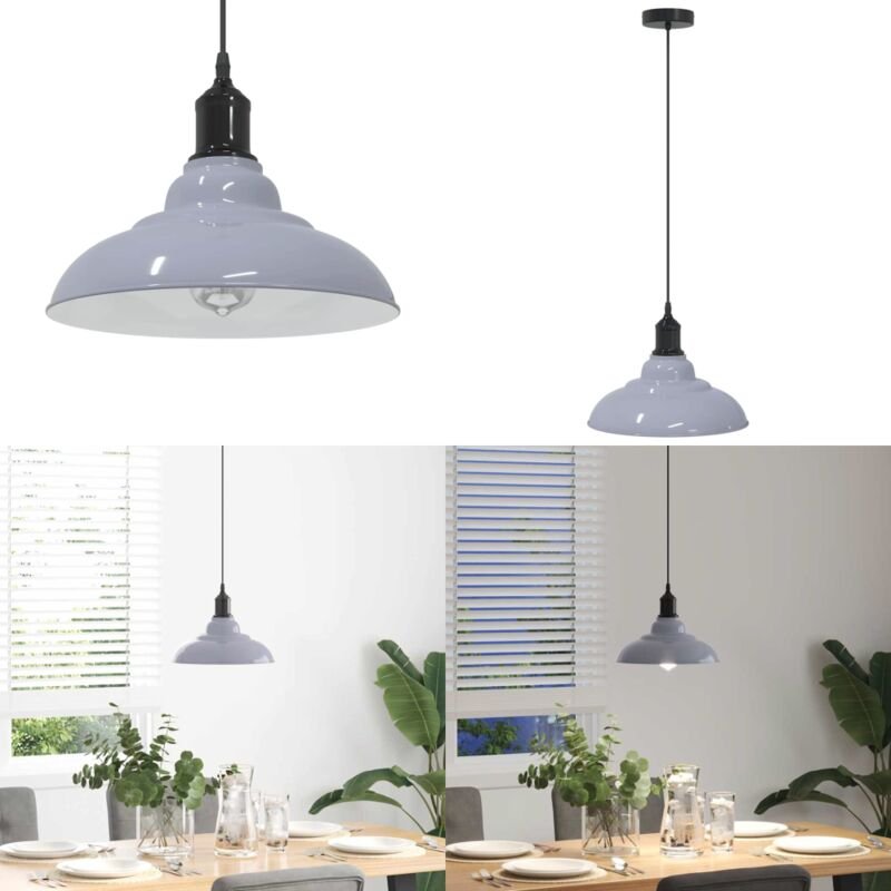 Pendelleuchte Höhenverstellbar E27 Grau Glänzend ø 31 cm Metall - Vidaxl