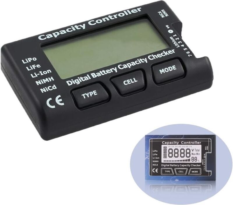 Ersandy - Digitaler Batteriekapazitätstester, Batteriekapazitäts-Spannungsprüfer mit LCD-Display, für LiPo Lithium NiMH ...