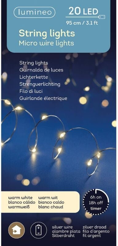 Kaemingk Micro LED Strangbeleuchtung Lichterkette mit 20 Lichter warmweiß Lichterkette