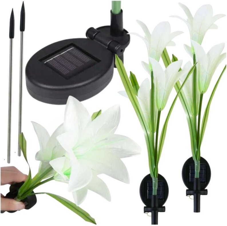 Solarlampe Beleuchtung LED Lampe 2er Set Garten Blumen IP 44 GoGarden