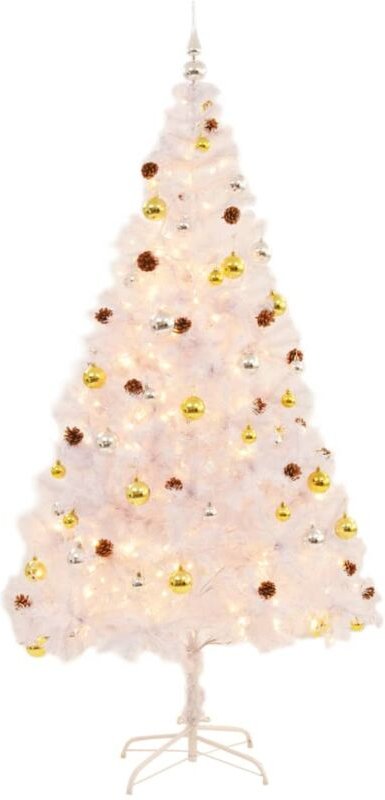 Vidaxl - Künstlicher Weihnachtsbaum mit Beleuchtung & Kugeln Weiß 210 cm