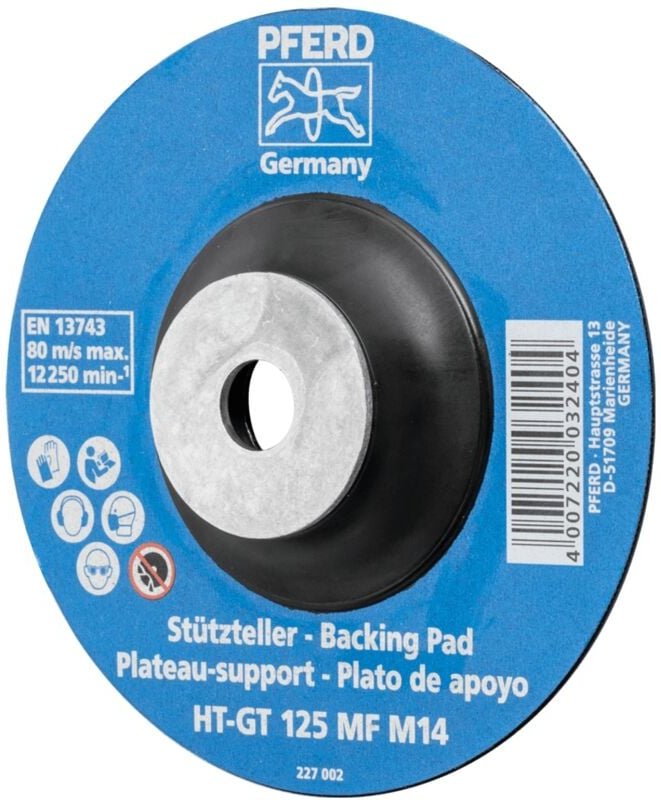Hitzebeständiger Stützteller mit Spannmutter ø 125 ht-gt M14 für Winkelschleifer 125 - Pferd