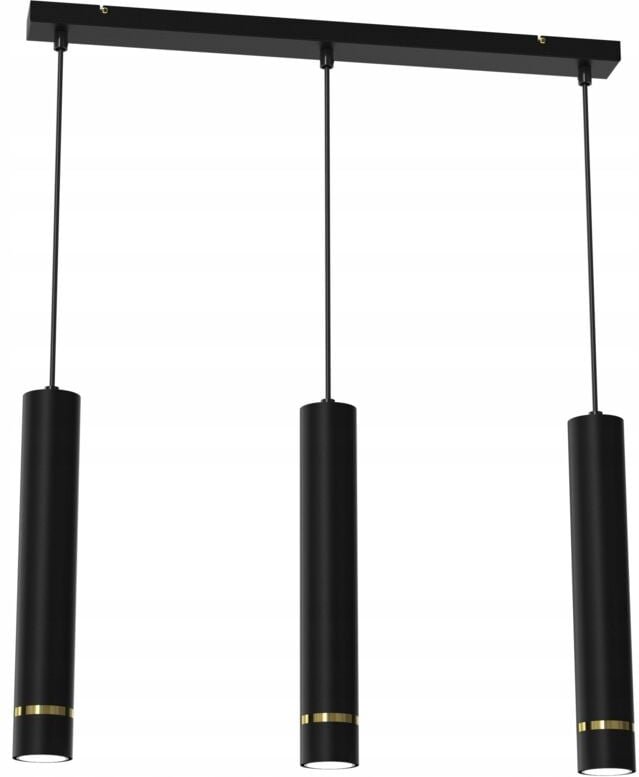 Hängelampen-Röhrenstreifen 3x Gu10 über der Tischinsel Schwarzgold