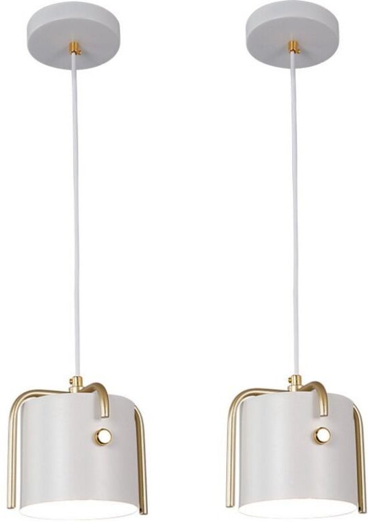 Modern Industrielle Pendelleuchte Kreative Metall Hängeleuchte Höhenverstellbare Kronleuchter Weiß 2 Stücke