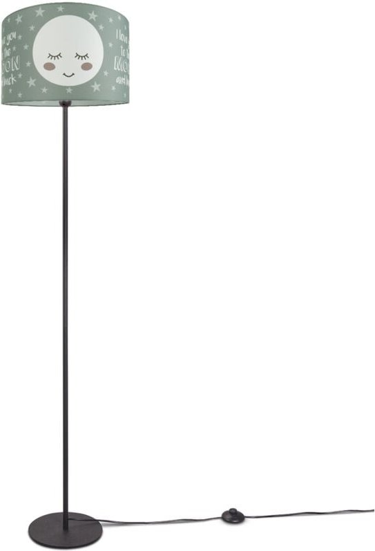 Kinderlampe Stehlampe Kinderzimmer Lampe Mit Mond-Motiv Deko Stehleuchte E27 Einbeinig Schwarz + Leuchtmittel, Grau (Ø38...