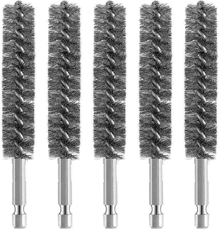 Odipie - 5 Stück Edelstahl-Bohrbürste, Drahtbürste für Bohrerreinigung, Drahtbürste, Edelstahlbürste mit Sechskantschaft...